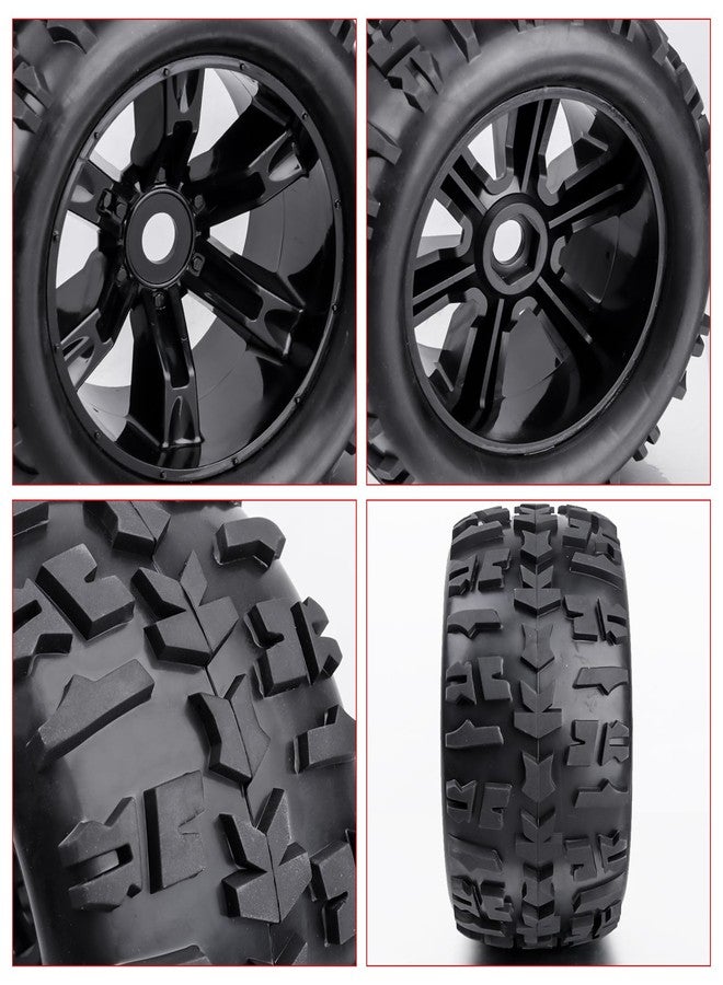مجموعة عجلات وإطارات شاحنات GoHobby مسبقة اللصق بمقياس 1/8، مقاس 17 مم سداسي، متوافقة مع Traxxas Maxx وT-maxx وE-Revo وArrma Kraton وRedcat Kaiju وJLB Cheetah (عبوة من 4 قطع) - Image 4